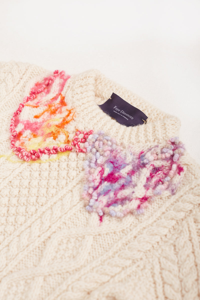 Embroidery Aran Knit Sweater