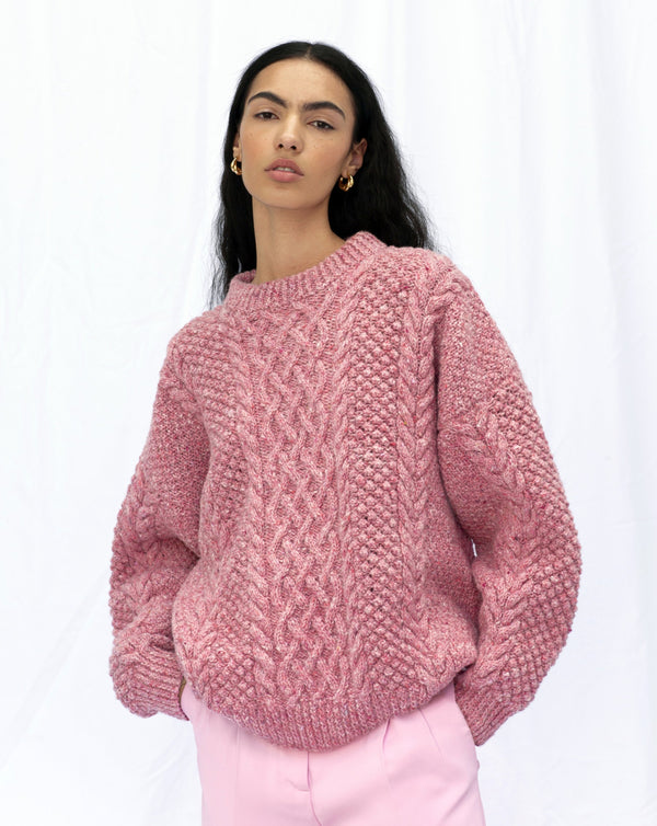 Oversized Traditional Aran Knit Sweater