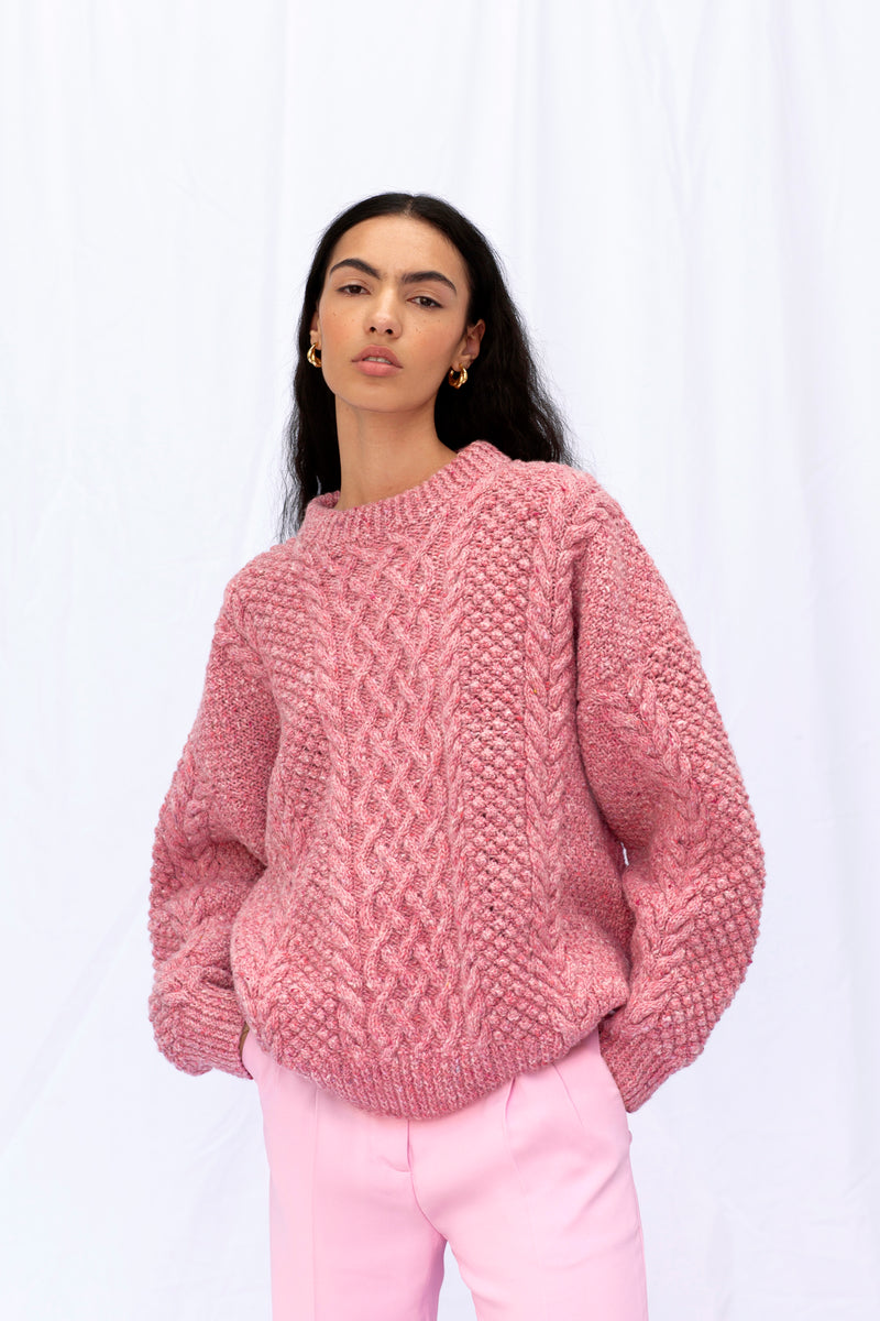 Oversized Traditional Aran Knit Sweater