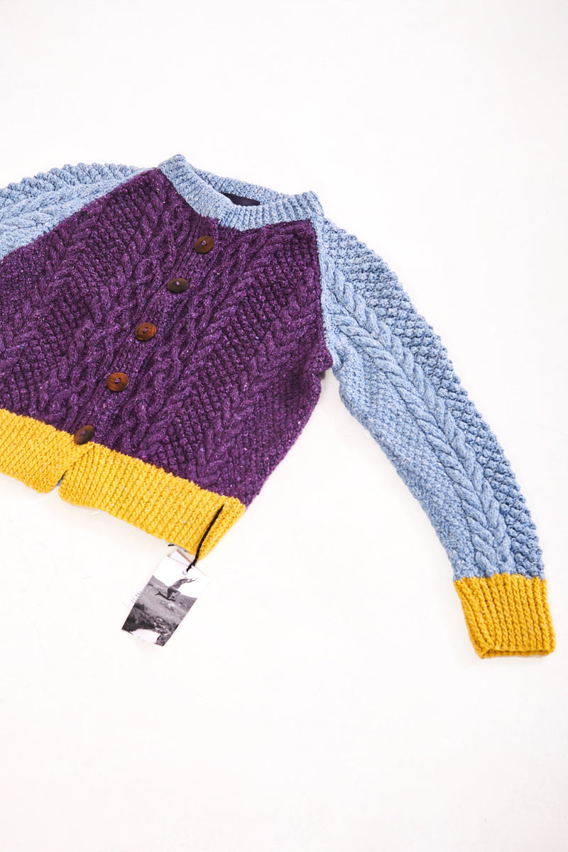 Contrast Aran Knit Cardigan
